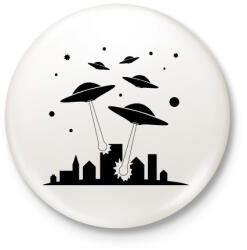 printfashion UFO invázió - Kitűző, hűtőmágnes - Fehér (3081510)