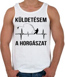 printfashion Küldetésem a horgászat - Férfi atléta - Fehér (970950)