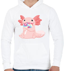 printfashion Cuki axolotl - Férfi kapucnis pulóver - Fehér (16061863)
