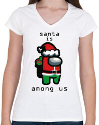 printfashion Among us - Santa is - Női V-nyakú póló - Fehér (4125755)