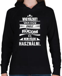 printfashion Van egy őrült húgom és. . . - Női kapucnis pulóver - Fekete (971597)
