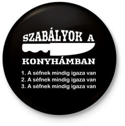 printfashion Szabályok a konyhámban - Kitűző, hűtőmágnes - Fekete (7551373)