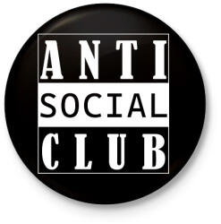 printfashion Antisocial club (white) - Kitűző, hűtőmágnes - Fekete (7032467)