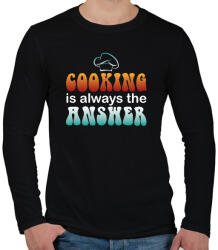 printfashion Cooking is always the answer - Férfi hosszú ujjú póló - Fekete (7551600)