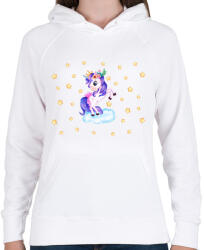 printfashion Unikornis a csillagok között - Női kapucnis pulóver - Fehér (6570691)