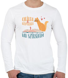 printfashion Cicákra & Könyvekre van szükségem - Férfi hosszú ujjú póló - Fehér (7258362)