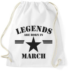 printfashion Legends are born in march - Sportzsák, Tornazsák - Fehér (5171328)