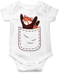 printfashion Vörös panda zsebben - Baba Body - Fehér (13329397)