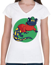printfashion Szalamandra - Női V-nyakú póló - Fehér (6148631)