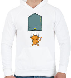 printfashion Cicás zsebminta - Férfi kapucnis pulóver - Fehér (13099265)