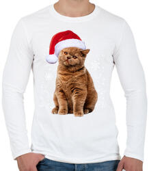 printfashion Karácsonyi cica - Férfi hosszú ujjú póló - Fehér (11278123)
