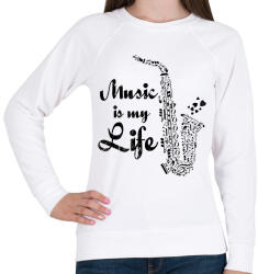 printfashion music is my life - Női pulóver - Fehér (2165324)