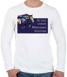 printfashion Az igazi lovasok - Hónappal - Férfi hosszú ujjú póló - Fehér (6319859)