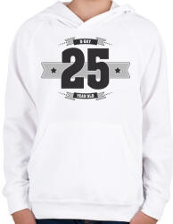 printfashion b-day-25-dark-lightgrey - Gyerek kapucnis pulóver - Fehér (508226)