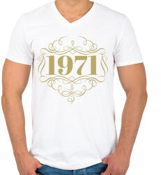 printfashion 1971 - Férfi V-nyakú póló - Fehér (4453868)