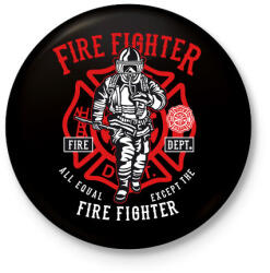 printfashion Tűzoltó - Kitűző, hűtőmágnes - Fekete (3091236)