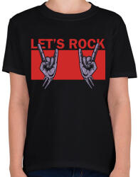 printfashion Let's rock - Gyerek póló - Fekete (2374090)