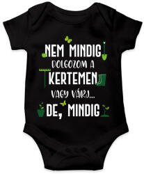 printfashion Nem mindig dolgozom a kertemen - Fehér - Baba Body - Fekete (6978037)