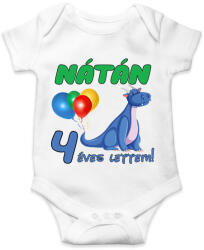 printfashion Dínó szülinap (egyedi névvel) - Baba Body - Fehér (5660280)