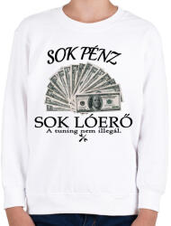printfashion Sok pénz- Sok lóerő - Gyerek pulóver - Fehér (4844952)