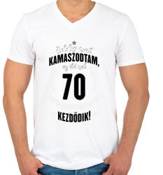 printfashion kamasz-70-black-white - Férfi V-nyakú póló - Fehér (616768)