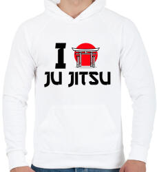 printfashion I love Ju Jitsu - Férfi kapucnis pulóver - Fehér (9446463)