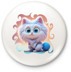 printfashion Cuki cica - Kitűző, hűtőmágnes - Fehér (14701584)