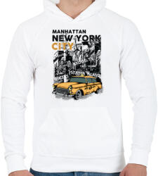 printfashion New York City - Férfi kapucnis pulóver - Fehér (3239)