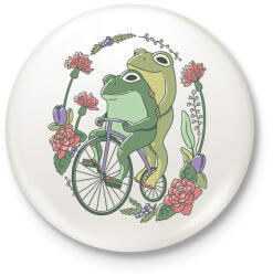 printfashion Béka pár biciklin - Kitűző, hűtőmágnes - Fehér (13275315)