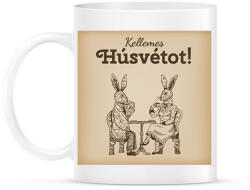 printfashion Kellemes Húsvétot - Úri nyulak - Bögre - Fehér (6332666)