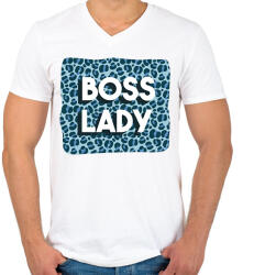printfashion Boss lady - Férfi V-nyakú póló - Fehér (6383051)