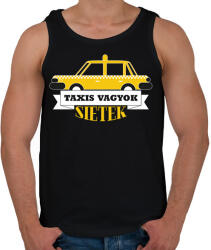 printfashion Taxis vagyok, sietek - Férfi atléta - Fekete (7553516)