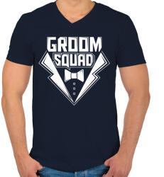 printfashion Groom squad - Férfi V-nyakú póló - Sötétkék (5183068)