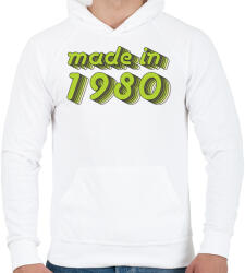 printfashion made-in-1980-green-grey - Férfi kapucnis pulóver - Fehér (485725)