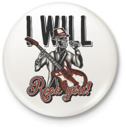 printfashion Zene 01 - I will Rock you! - Kitűző, hűtőmágnes - Fehér (4945678)