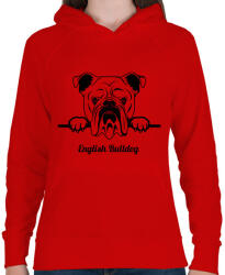 printfashion English Bulldog - Női kapucnis pulóver - Piros (5115252)