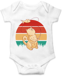 printfashion Horgász macska - Baba Body - Fehér (7564145)