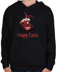 printfashion Happy Easter - Gyerek kapucnis pulóver - Fekete (15870842)