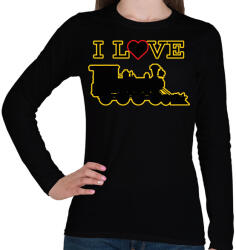printfashion I love train - Női hosszú ujjú póló - Fekete (7682347)