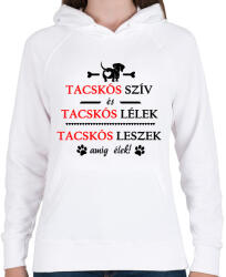 printfashion Tacskós szív és Tacskós lélek! - Női kapucnis pulóver - Fehér (4813793)