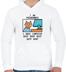 printfashion I am programmer (black) - Férfi kapucnis pulóver - Fehér (7244008)