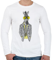 printfashion Hipster Zebra - Férfi hosszú ujjú póló - Fehér (1247532)