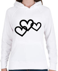 printfashion Black hearts - Női kapucnis pulóver - Fehér (2187870)