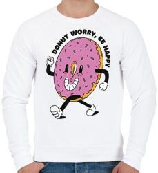 printfashion Donut worry be happy - Férfi pulóver - Fehér (7560394)