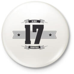 printfashion b-day-17-dark-lightgrey - Kitűző, hűtőmágnes - Fehér (3076368)