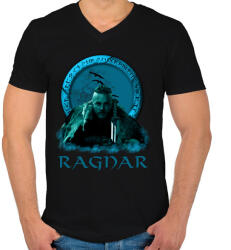 printfashion RAGNAR - Férfi V-nyakú póló - Fekete (4584499)