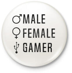 printfashion Male-Female-Gamer - Kitűző, hűtőmágnes - Fehér (3081163)