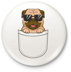 printfashion Mopsz zsebminta - Kitűző, hűtőmágnes - Fehér (12003990)