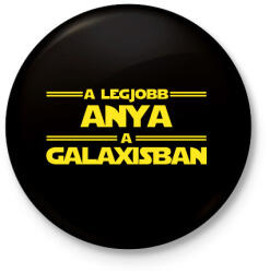 printfashion A legjobb anya a galaxisban - Kitűző, hűtőmágnes - Fekete (16507424)