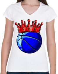 printfashion Basketball King - Női V-nyakú póló - Fehér (3900932)